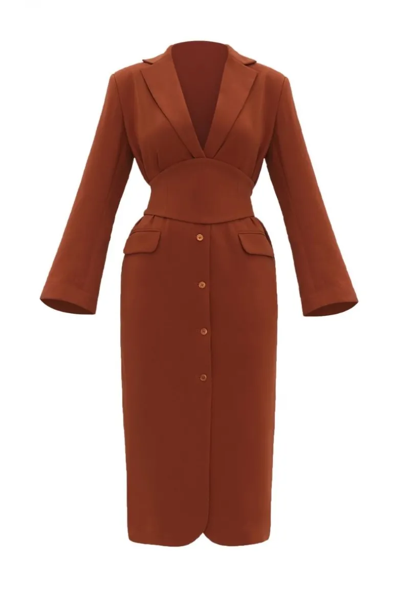 Dresses | Midi Dresses<CULT MIA ZIA CORSET BLAZER DRESS IN PUMPKIN