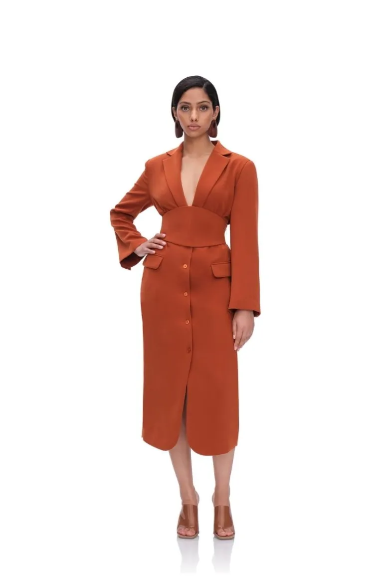Dresses | Midi Dresses<CULT MIA ZIA CORSET BLAZER DRESS IN PUMPKIN