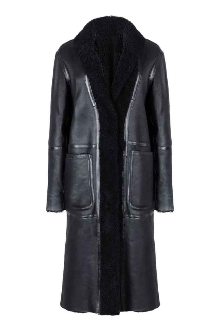 Coats<CULT MIA ZINA BIKER SHEARLING COAT Black