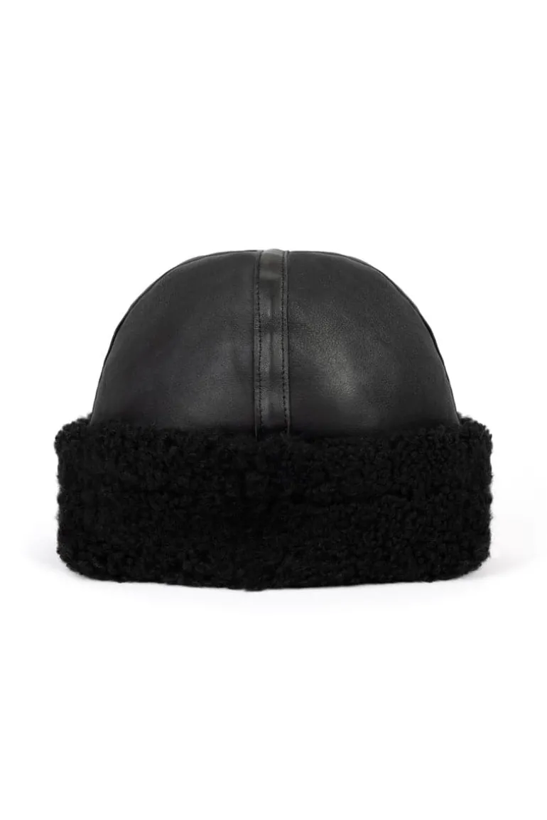 Hats<CULT MIA ZINA BIKER SHEARLING HAT Black