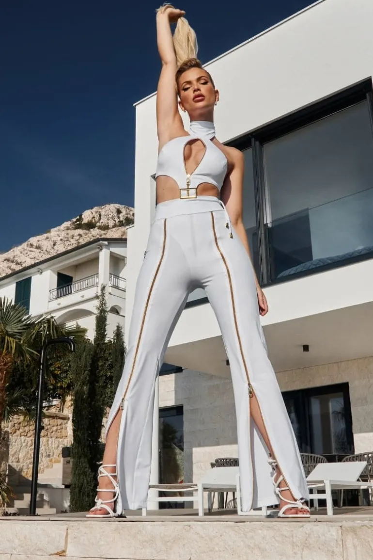 Pants<CULT MIA ZIPNISA HIGH-RISE PANTS White