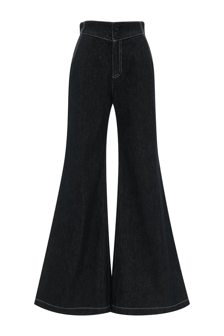 Pants<CULT MIA ZÉLIE HIGH-WAISTED FLARED PANTS Jean Dark