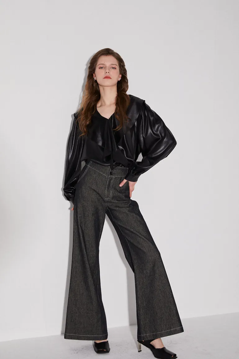 Pants<CULT MIA ZÉLIE HIGH-WAISTED FLARED PANTS Jean Dark