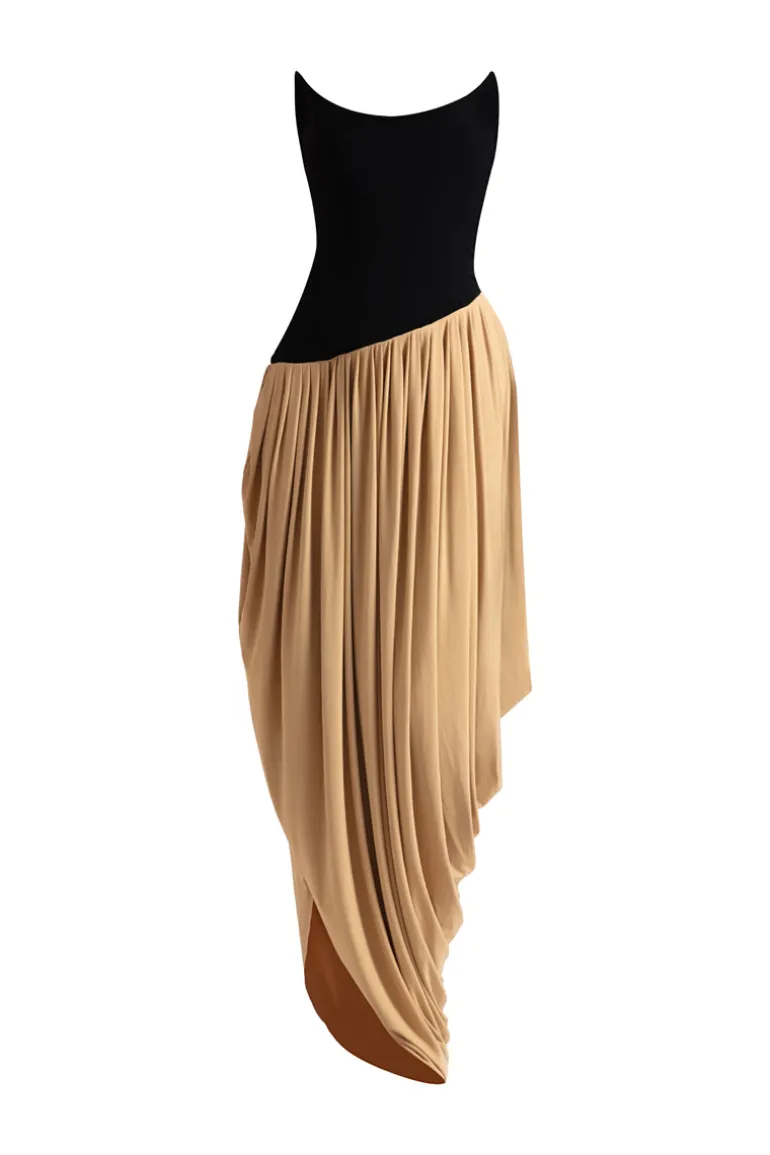 Dresses<CULT MIA ZOSIA BLACK AND BEIGE MAXI DRESS Black & Beige