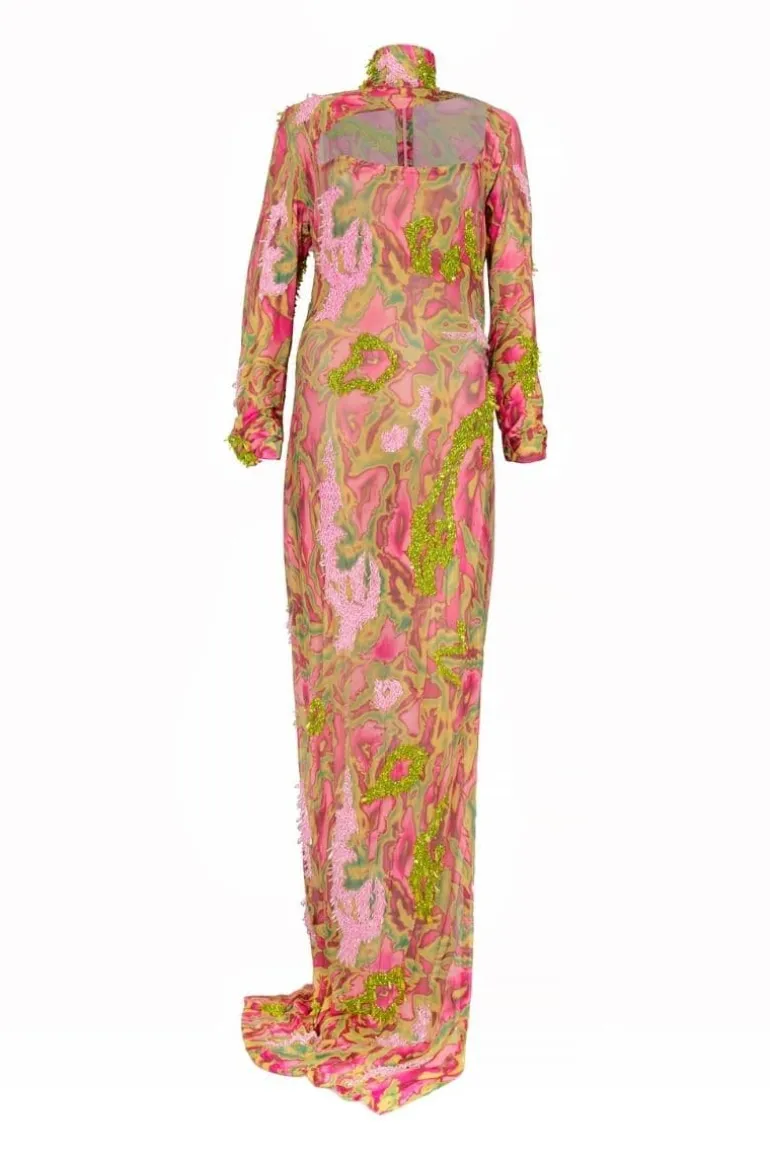 Dresses<CULT MIA ZUSI DARA MAXI DRESS Neon/Green/Pink
