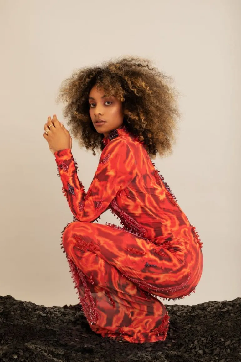 Dresses<CULT MIA ZUSI RED AND ORANGE ANKLE LENGTH DRESS Red/Orange
