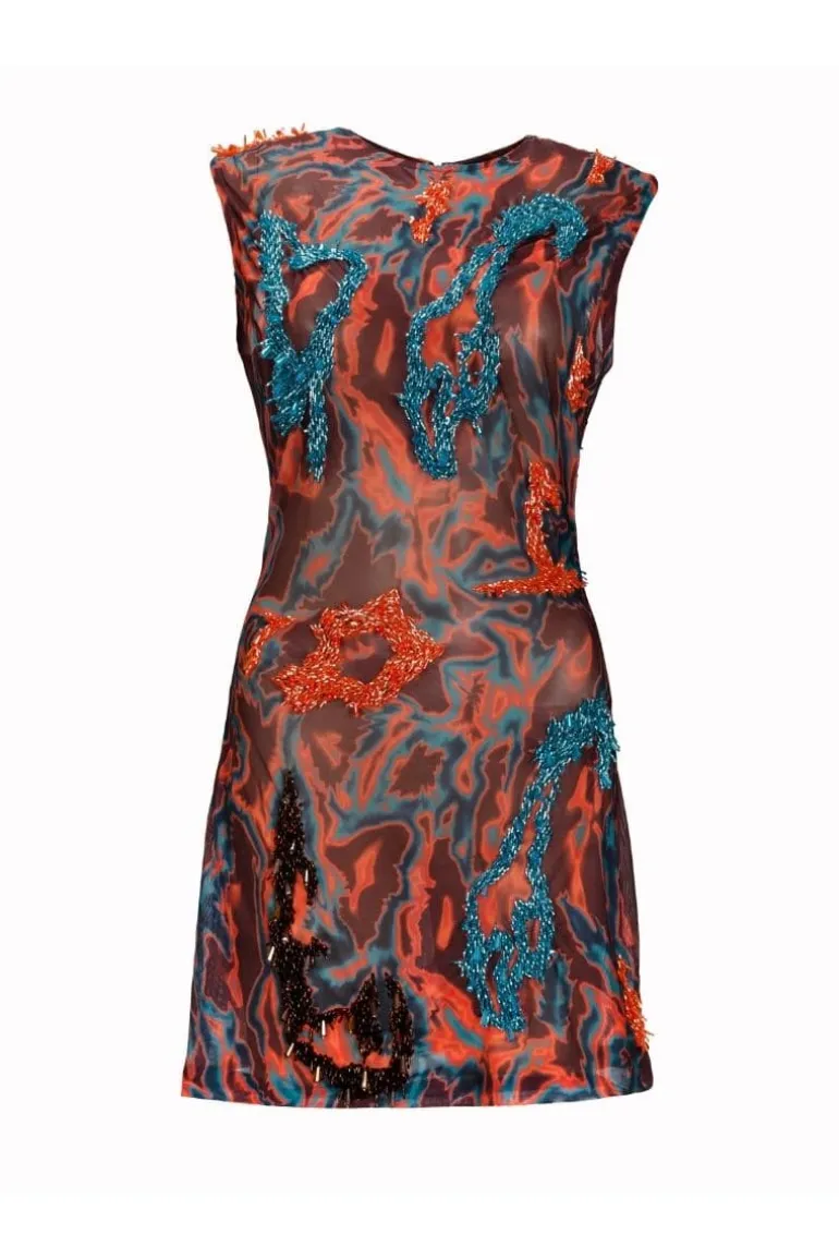 Dresses | Mini Dresses<CULT MIA ZUSI SLEEVELESS BLUE BROWN MINI DRESS Blue/Burnt orange/Brown