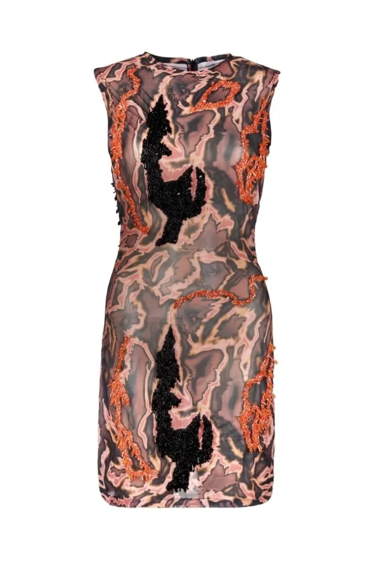 Dresses | Mini Dresses<CULT MIA ZUSI SLEEVELESS NUDE BLACK MINI DRESS Nude/Black/Burnt Orange