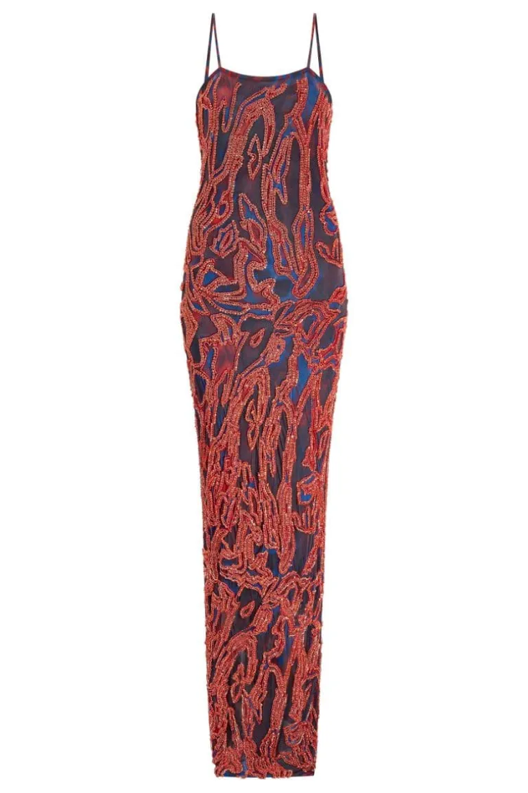Dresses<CULT MIA ZUWA BLUE AND RED SLIP MAXI DRESS Blue/Red