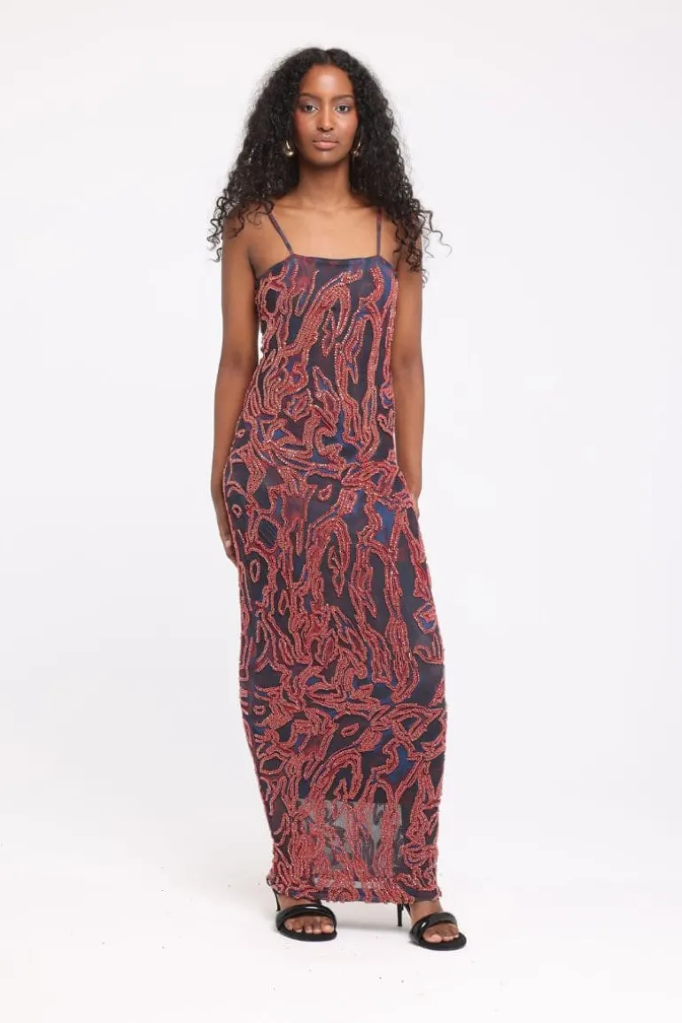 Dresses<CULT MIA ZUWA BLUE AND RED SLIP MAXI DRESS Blue/Red