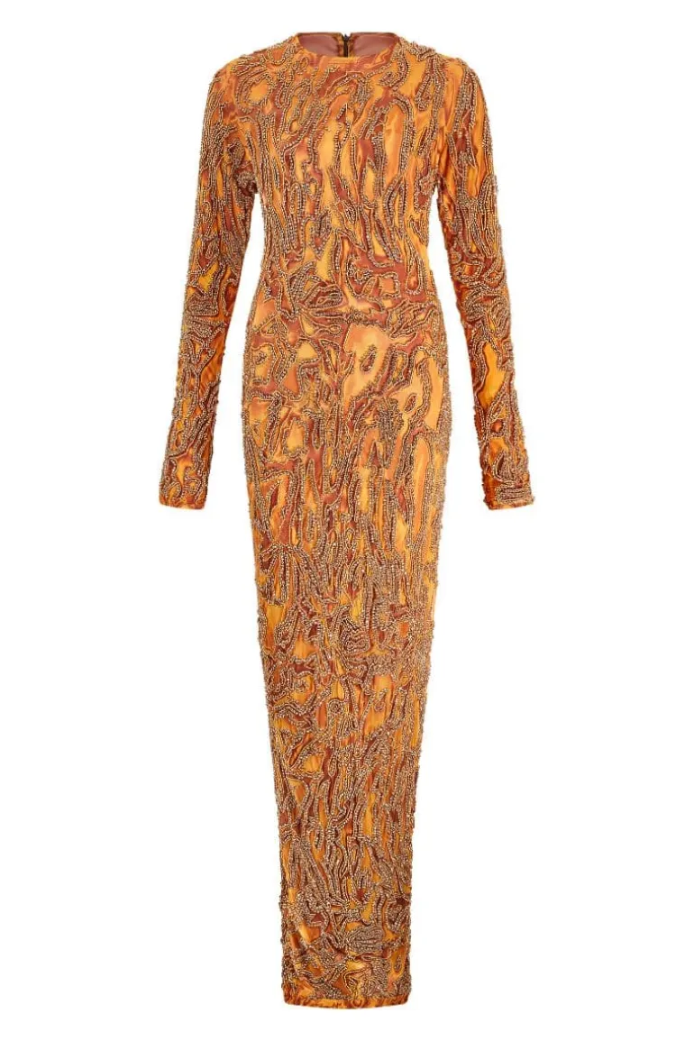 Dresses<CULT MIA ZUWA EMBELLISHED MAXI DRESS Gold